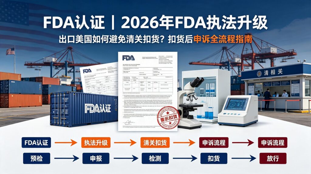FDA认证｜2026年FDA执法升级，出口美国如何避免清关扣货？扣货后申诉全流程指南