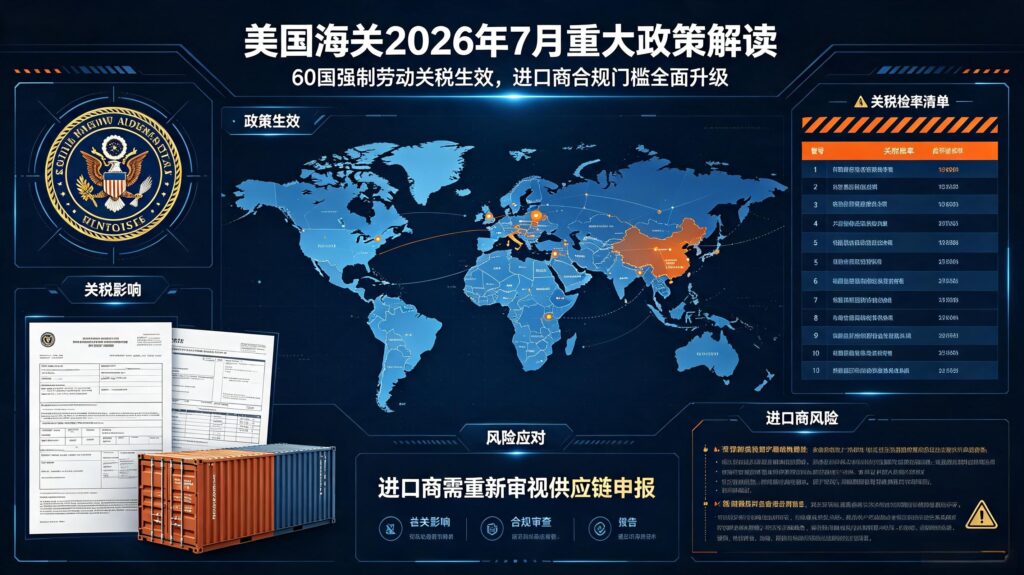 美国海关2026年7月重大政策解读｜60国强制劳动关税生效，进口商合规门槛全面升级
