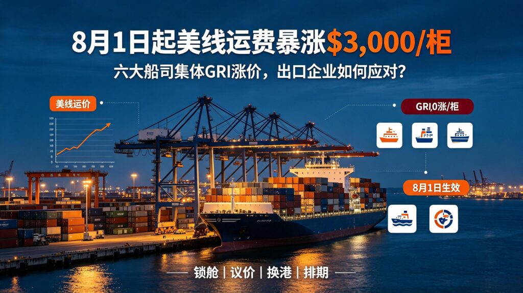 8月1日起美线运费暴涨$3,000/柜｜六大船司集体GRI涨价，出口企业如何应对？