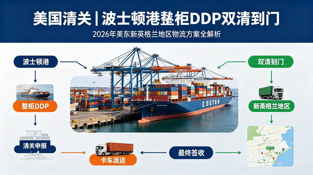 美国清关｜波士顿港整柜DDP双清到门，2026年美东新英格兰地区物流方案全解析