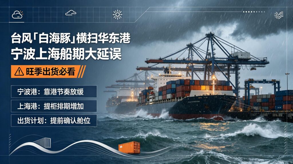 台风「白海豚」横扫华东港|宁波上海船期大延误,旺季出货必看