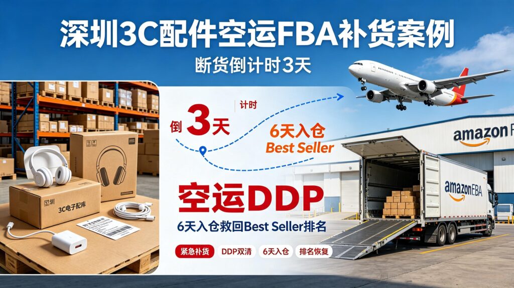 深圳3C配件空运FBA补货案例｜断货倒计时3天，空运DDP 6天入仓救回Best Seller排名