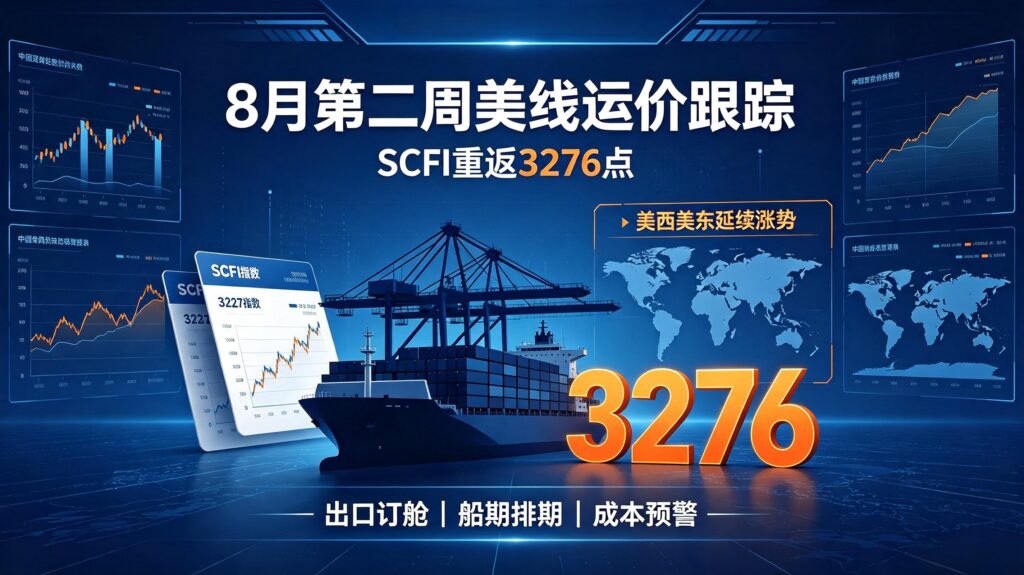 8月第二周美线运价跟踪｜SCFI重返3276点，美西美东延续涨势