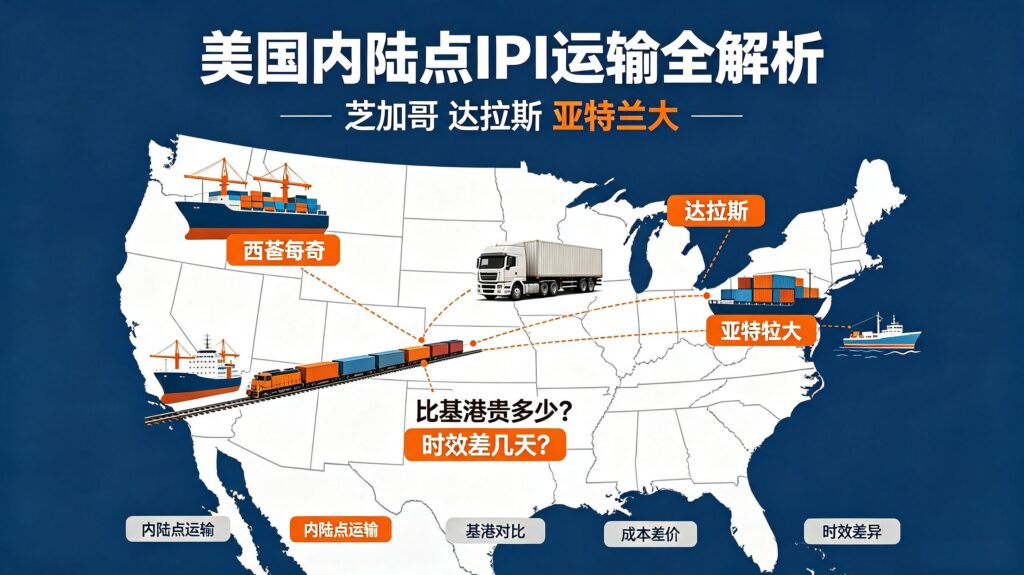 美国内陆点IPI运输全解析|芝加哥达拉斯亚特兰大,比基港贵多少?时效差几天?